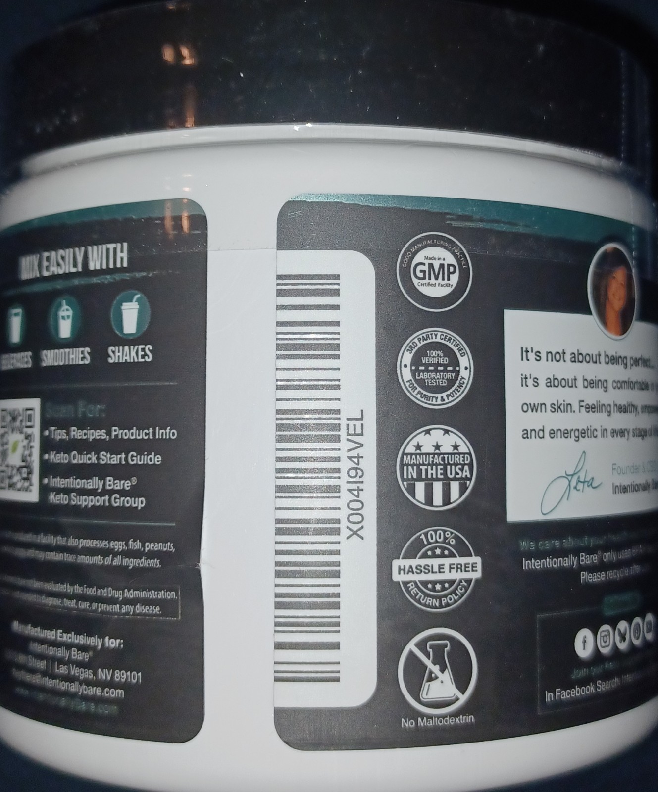 Intentionally Bare Colostrum & Collagen Powder Brewed Coffee Flavor Supplement