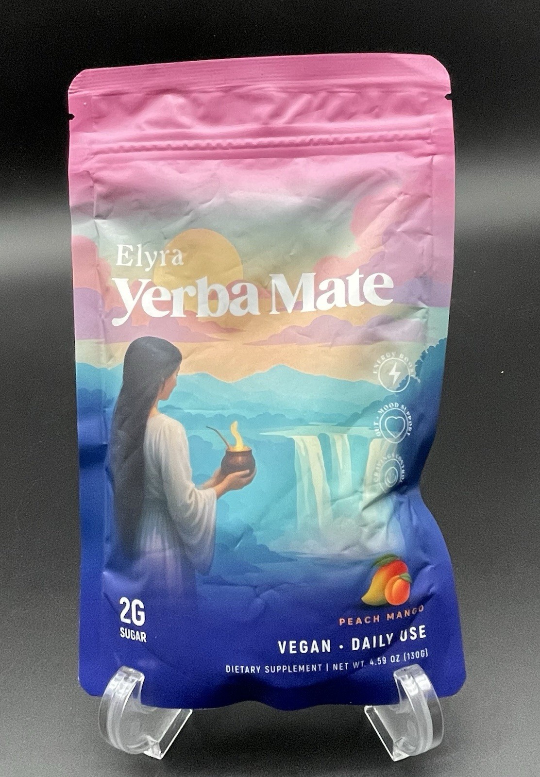 Yerba Mate Instant Powder Drink Mix Peach Mango 4.59oz Dietary Supplement Vegan