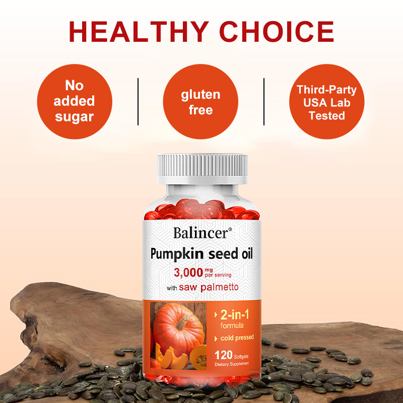 Pumpkin Seed Oil Softgels,3000mg Urinary Tract Brain Heart Wellness, 120 Count