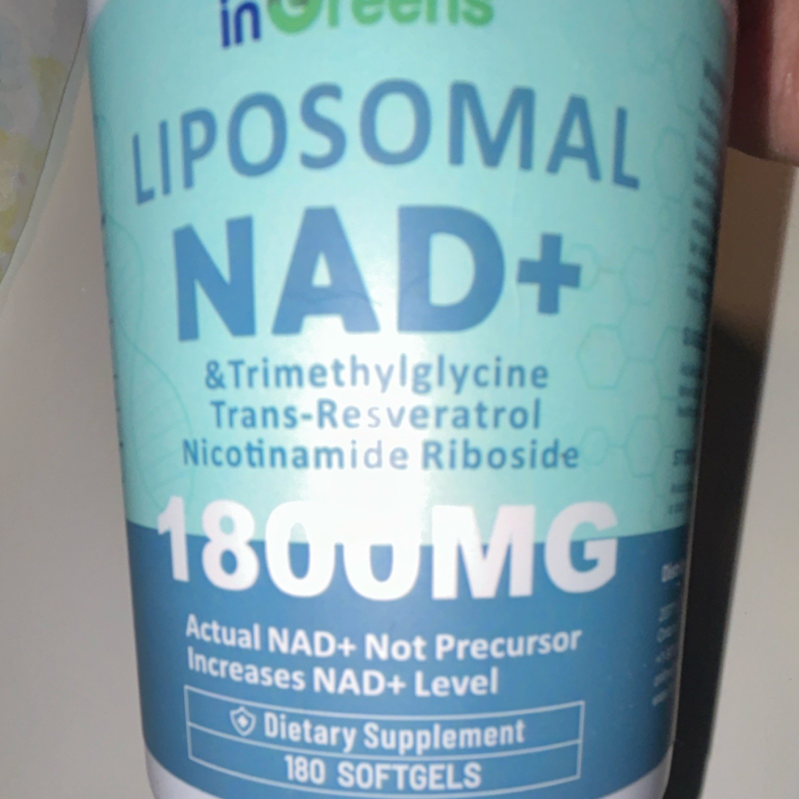 inGreens Liposomal NAD+ Dietary Supplement 1800mg 180 Softgels Trimethylglycine