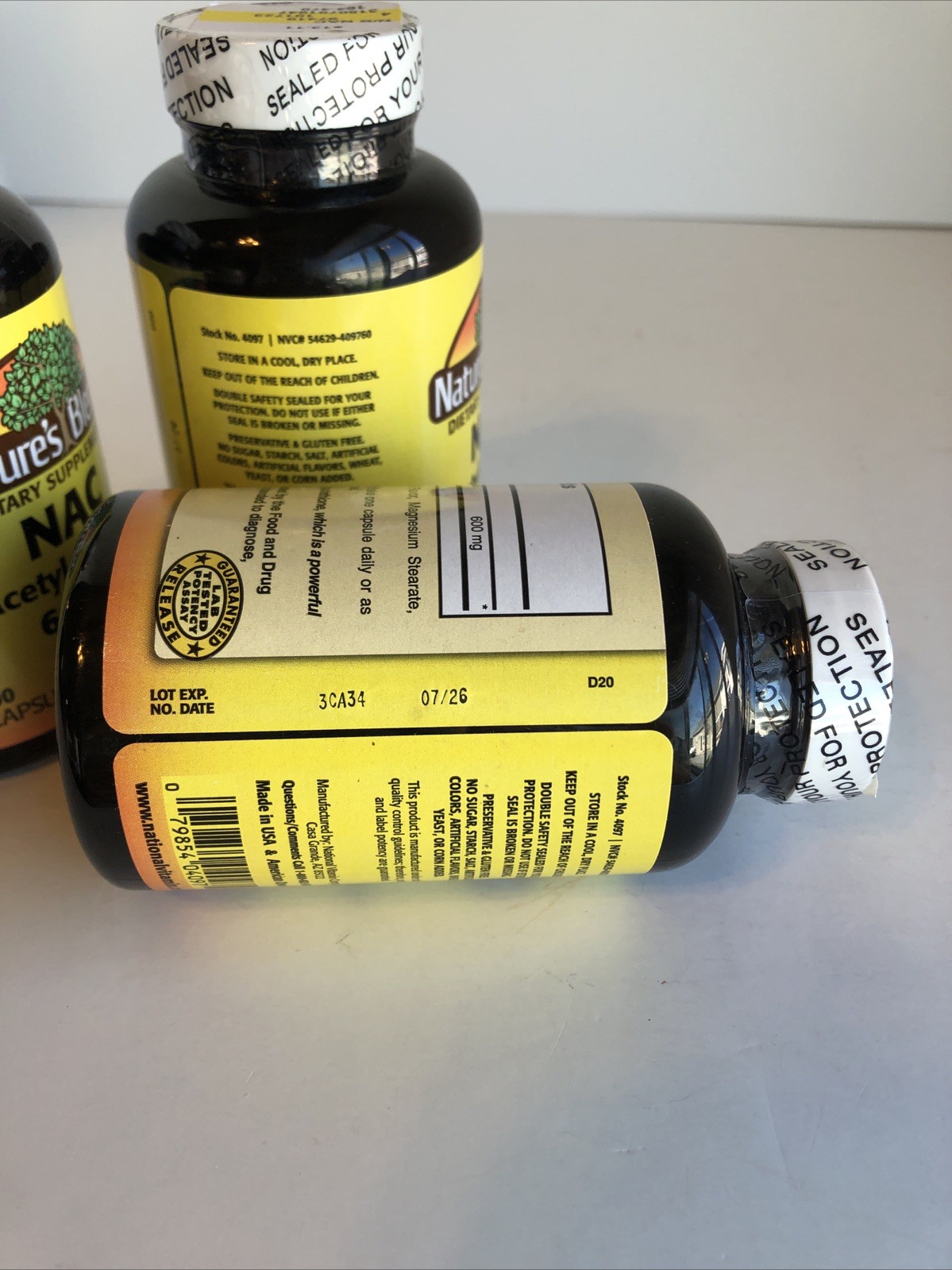 3 Bottles Nature’s Blend NAC N-Acetyl-L-Cysteine 600mg 100ct Capsules Each