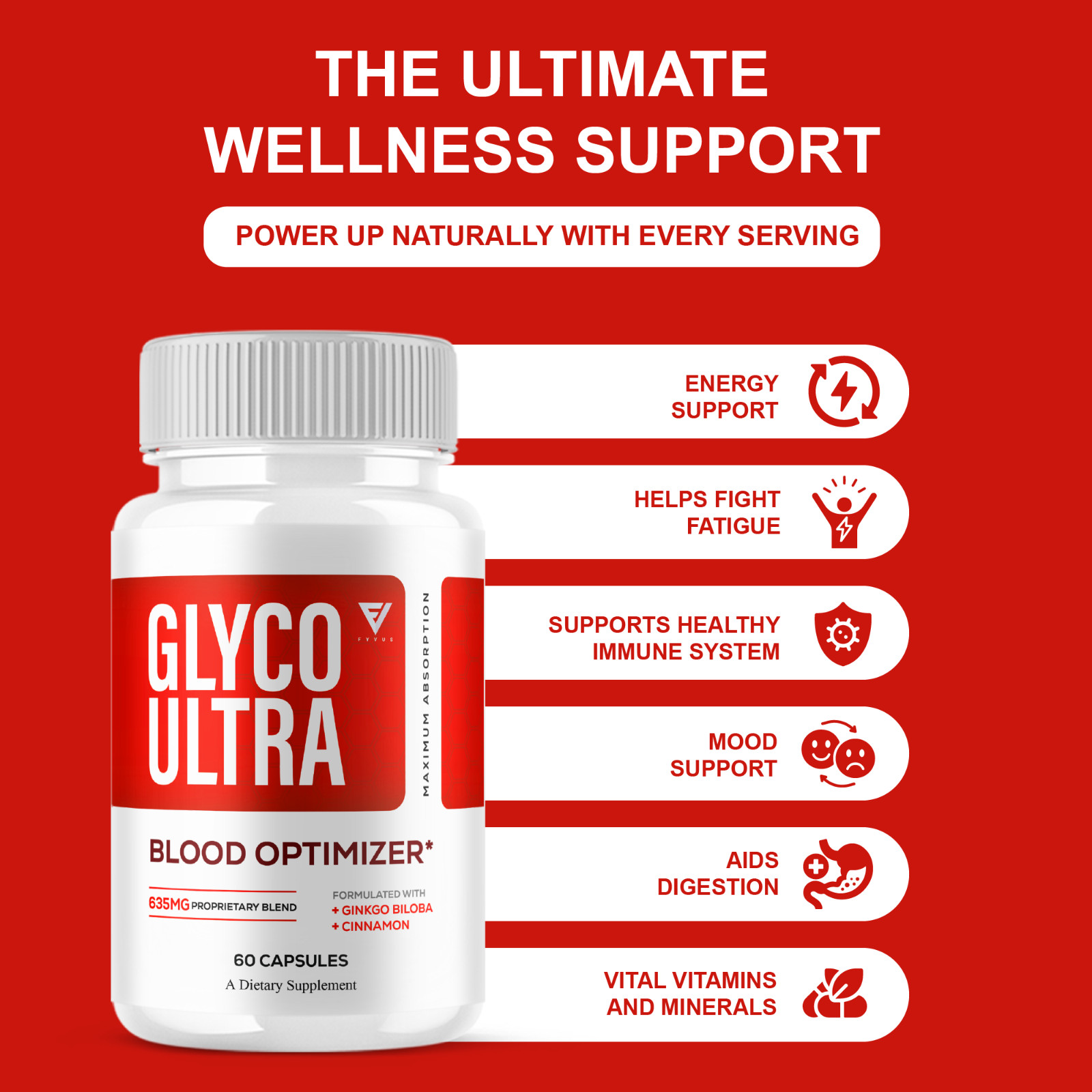 Glyco Ultra Blood Optimizer, Glyco Ultra Max Strength (60 Capsules)