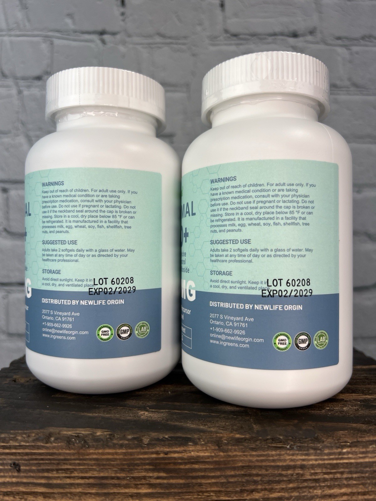 Liposomal NAD+ 1800mg Anti-Aging + Daily Energy Level Aid – 2 Bottles 180ct Each