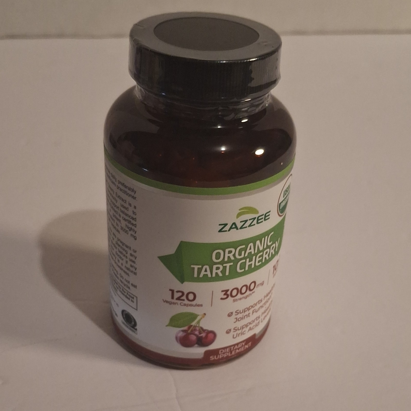 Zazzee Organic Tart Cherry 10:1 Extract 3000mg Vegan Capsules 120 Count