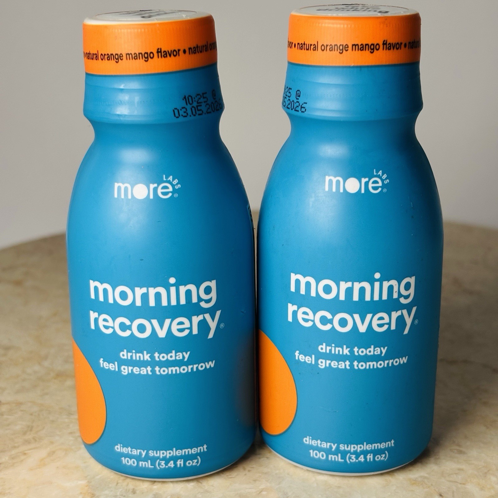 More Labs, Morning Recovery Drink Supplement, Orange Mango, 3.4 OZ Exp 03/26 2PK