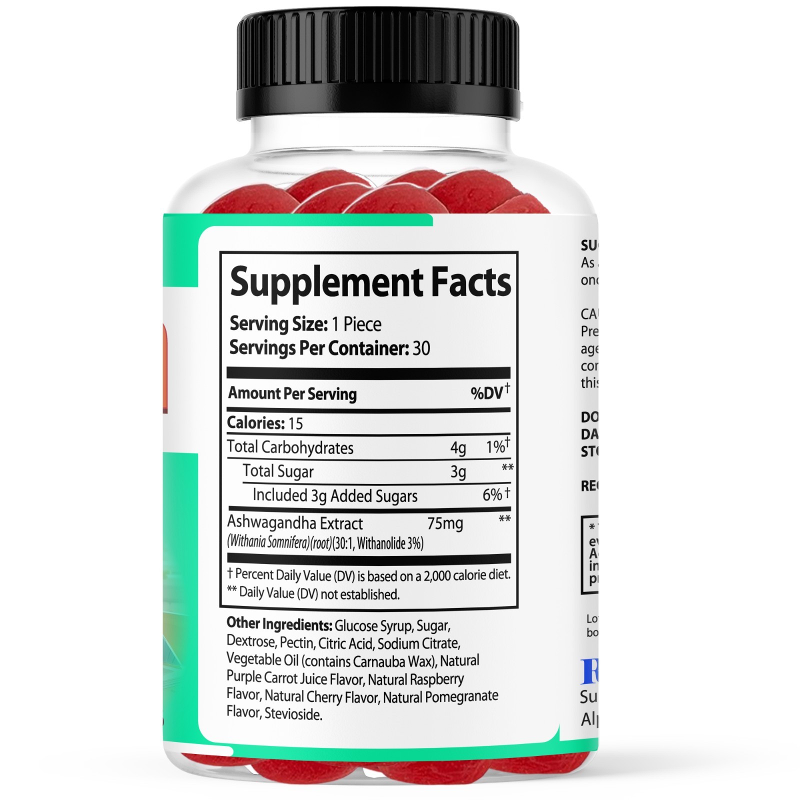 Ashwagandha Gummies Kids Stress & Focus Support Calm Supplement 30ct