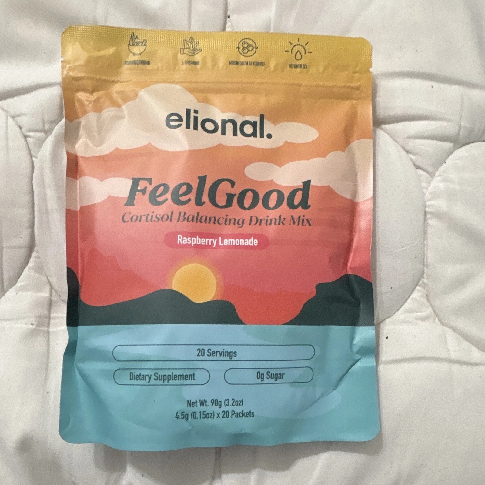 elional FeelGood Cortisol Balancing Powder Raspberry Lemonade 0g Sugar 20 Serv
