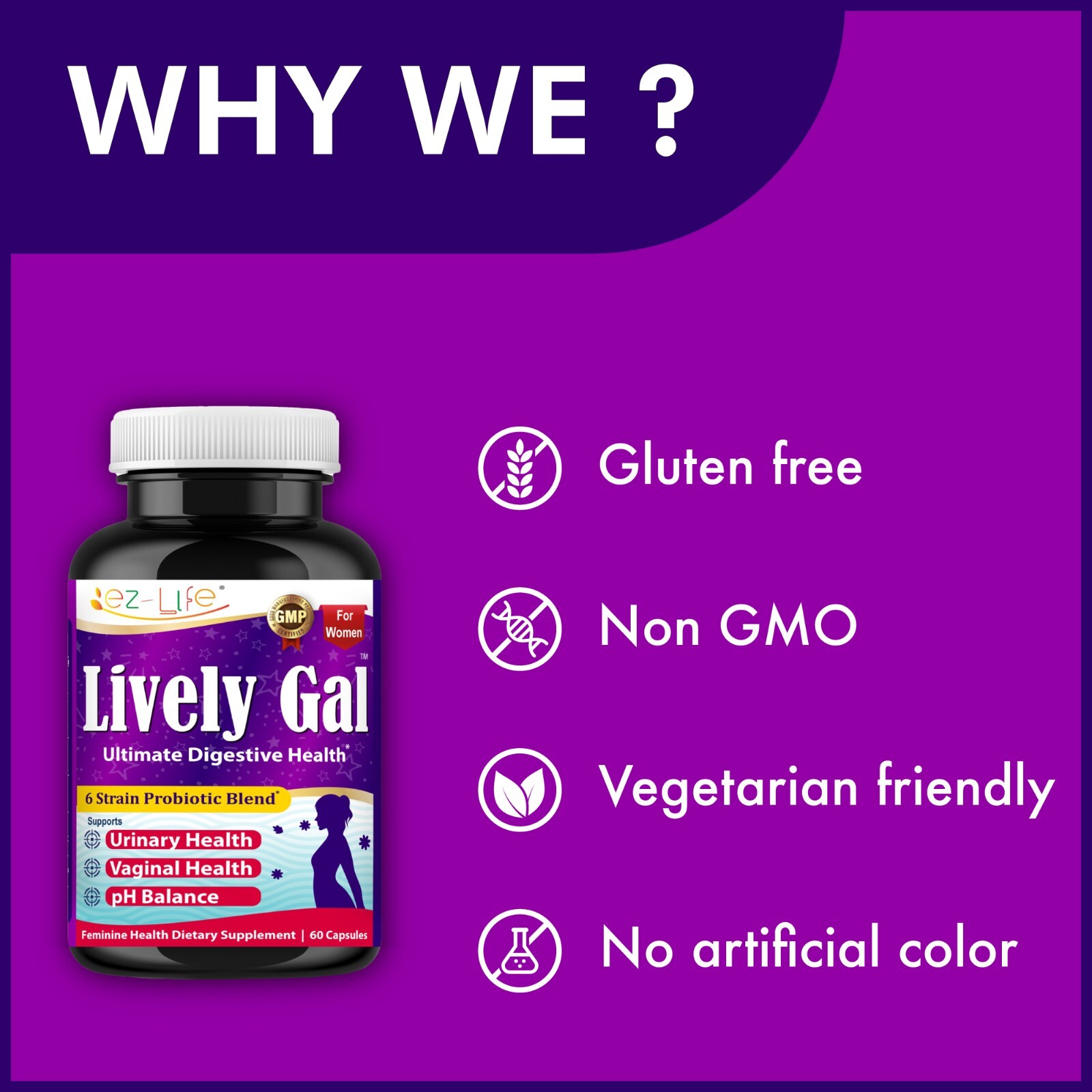 Vaginal Probiotics for Women pH Balance, Vaginal Flora, Support Gut Health & UTI