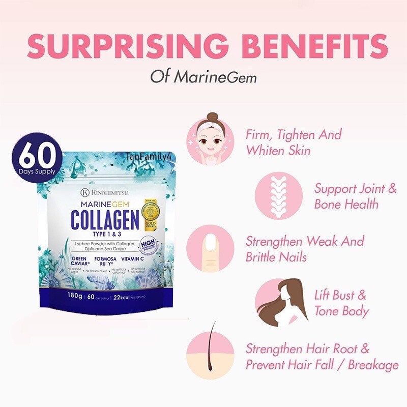 180g Kinohimitsu Marine Gem Collagen (60 Days Supply) AntiAging Reduce Wrinkles