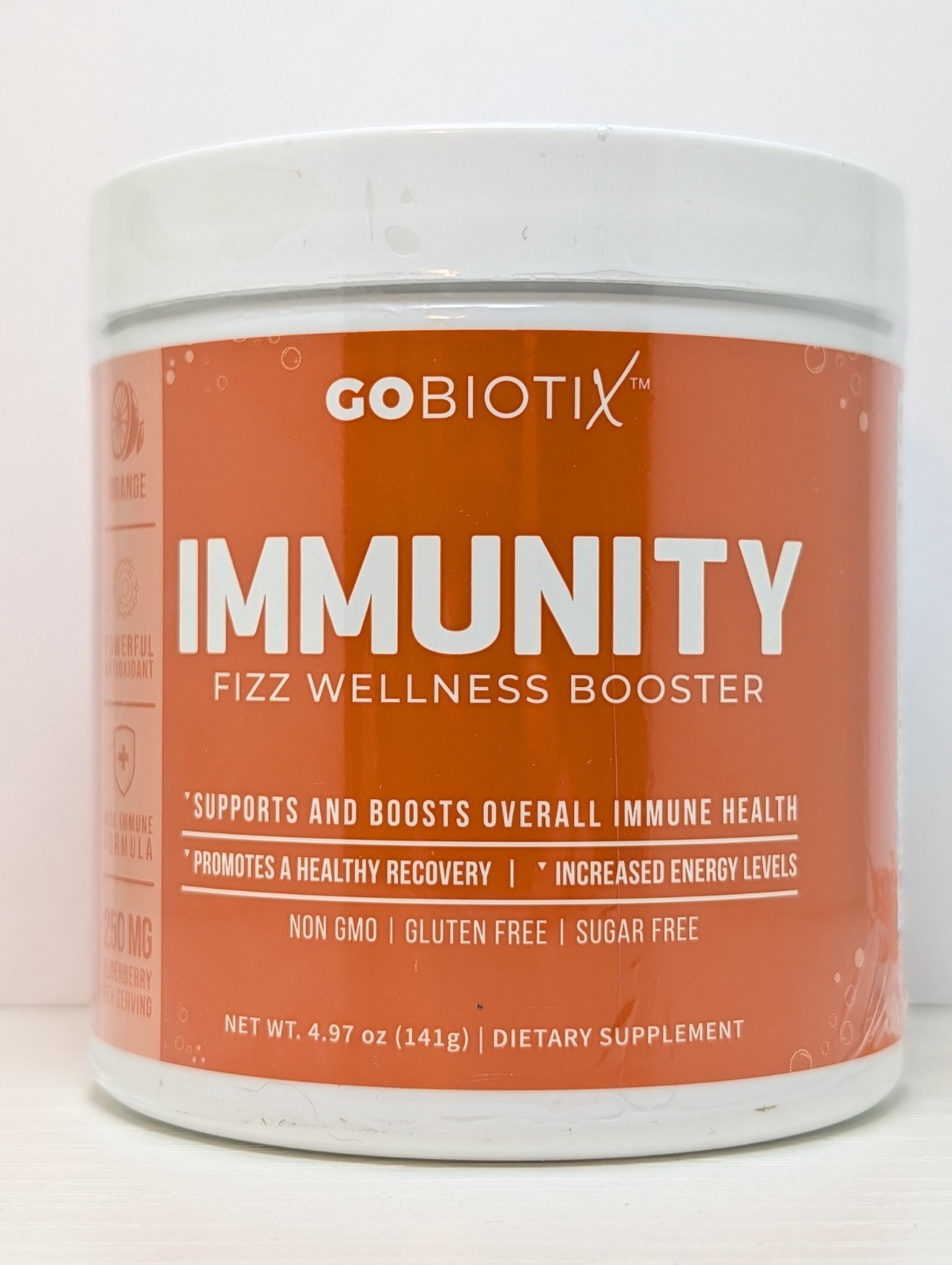 GoBiotix Immunity Fizz Wellness Booster ORANGE 30 Servings Exp 10/27