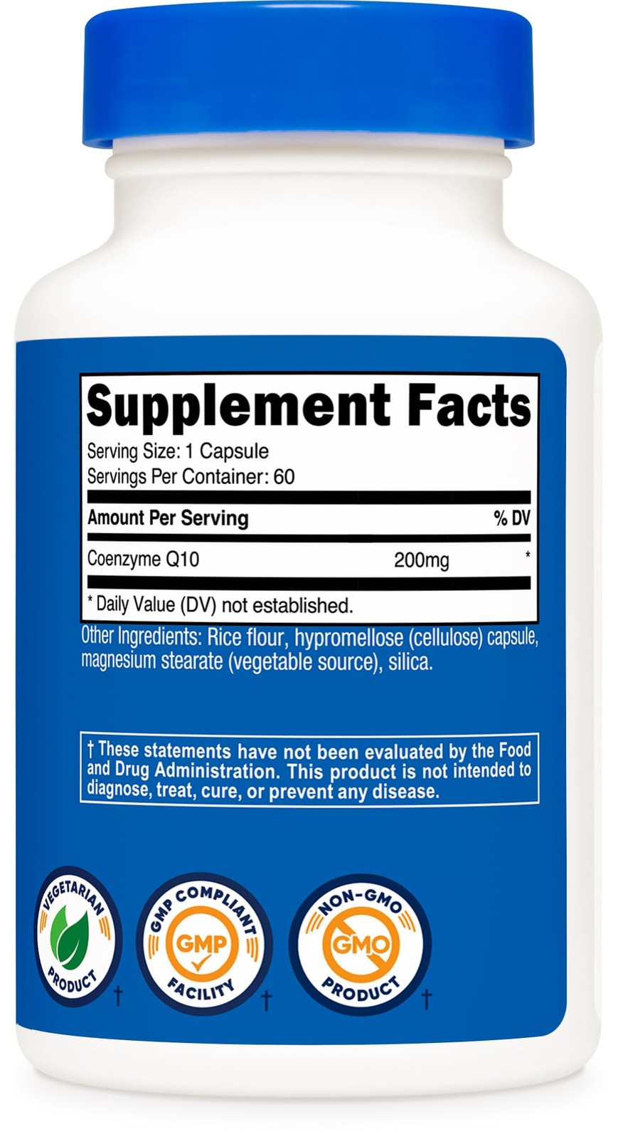 Nutricost CoQ10 200mg, 60 Vegetarian Capsules, 60 1 Count (Pack of 60), Red