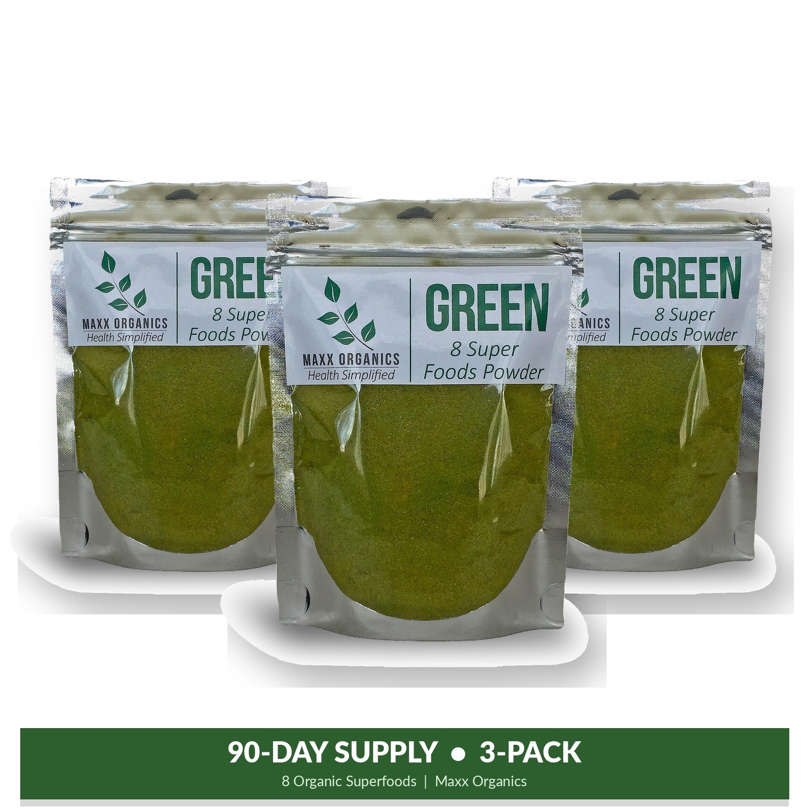 Maxx Organics 8 Organic Superfoods Powder 90 Day 3-Pack vs Organifi Super Greens