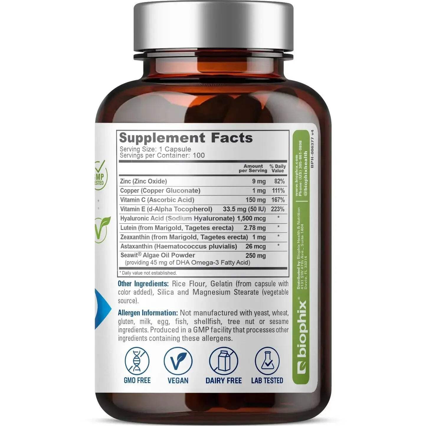 Biophix Retinal Support Complex Formula 100 Capsules – Eye Health Vitamin