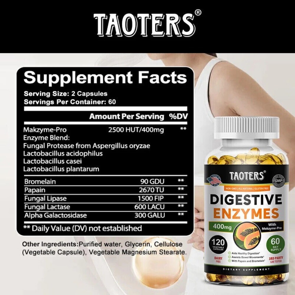 Enzymatic Digestion with Lactobacillus Digestive Support Supplement -30TO120Caps