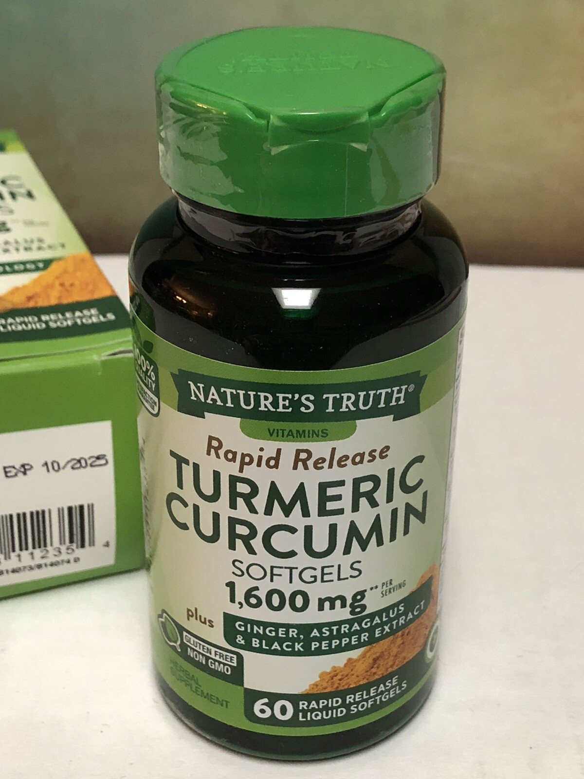 NEW Nature’s Truth Turmeric Curcumin 1600mg Rapid Release Softgels 60 Ct ~ NIB