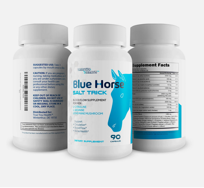 Blue Horse Salt Trick Best Blood Flow Supplement for Men 90 Capsules