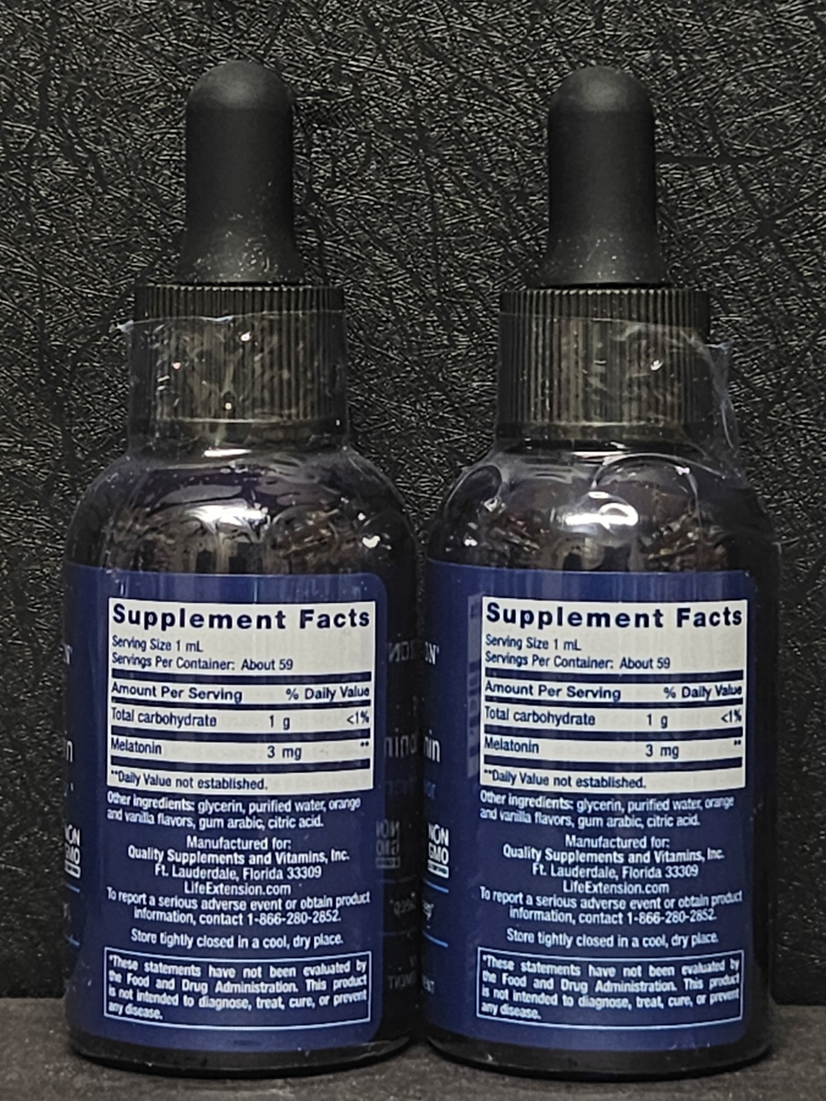 2x Liquid Melatonin Natural Citrus-Vanilla Flavor by Life Extension 3mg 2 Fl Oz