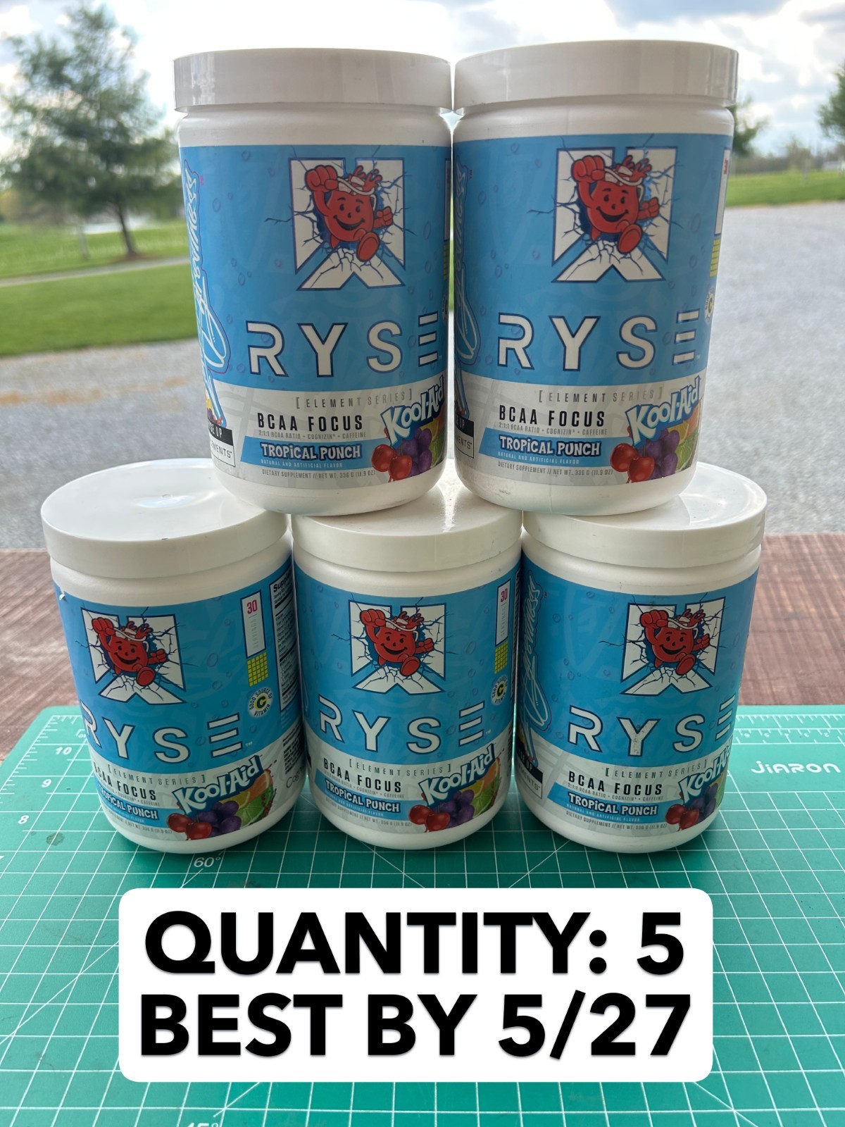5-pack RYSE Kool-Aid Loaded Pre Workout Tropical Punch Powder Supplement Drink