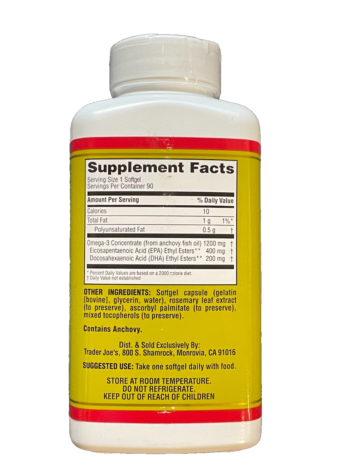 Trader Joe’s Omega-3 Fatty Acids Dietary Supplement 90 Gels