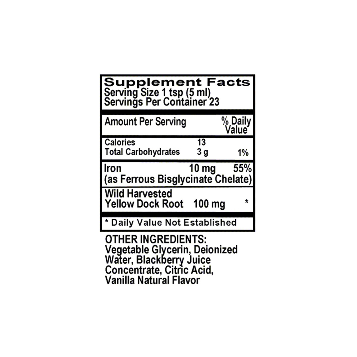 Holly Hill Health Foods, Liquid Iron Alcohol Free, Blackberry Vanilla, 4 Ounces