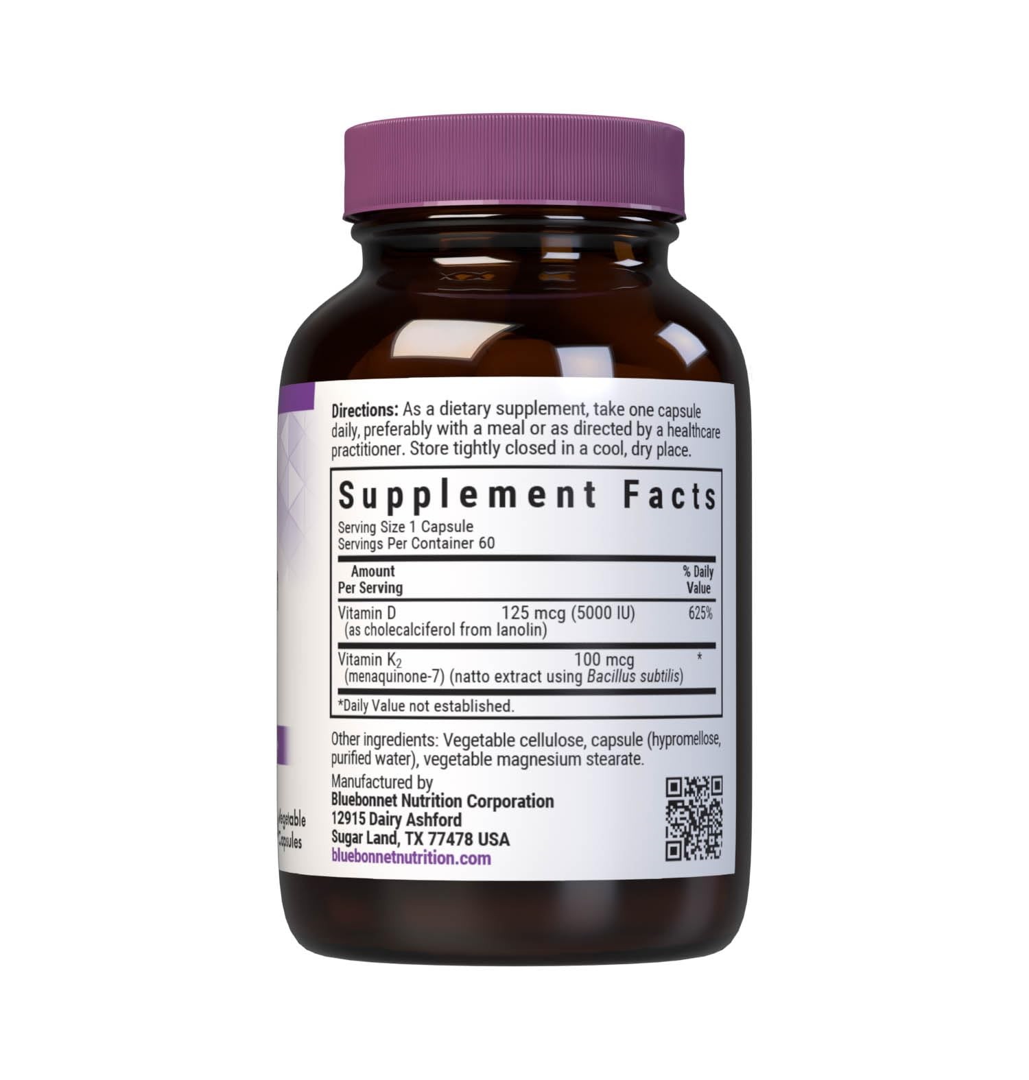 Bluebonnet Nutrition Vitamin D3 & K2, 1 Count (Pack of 60), No Color