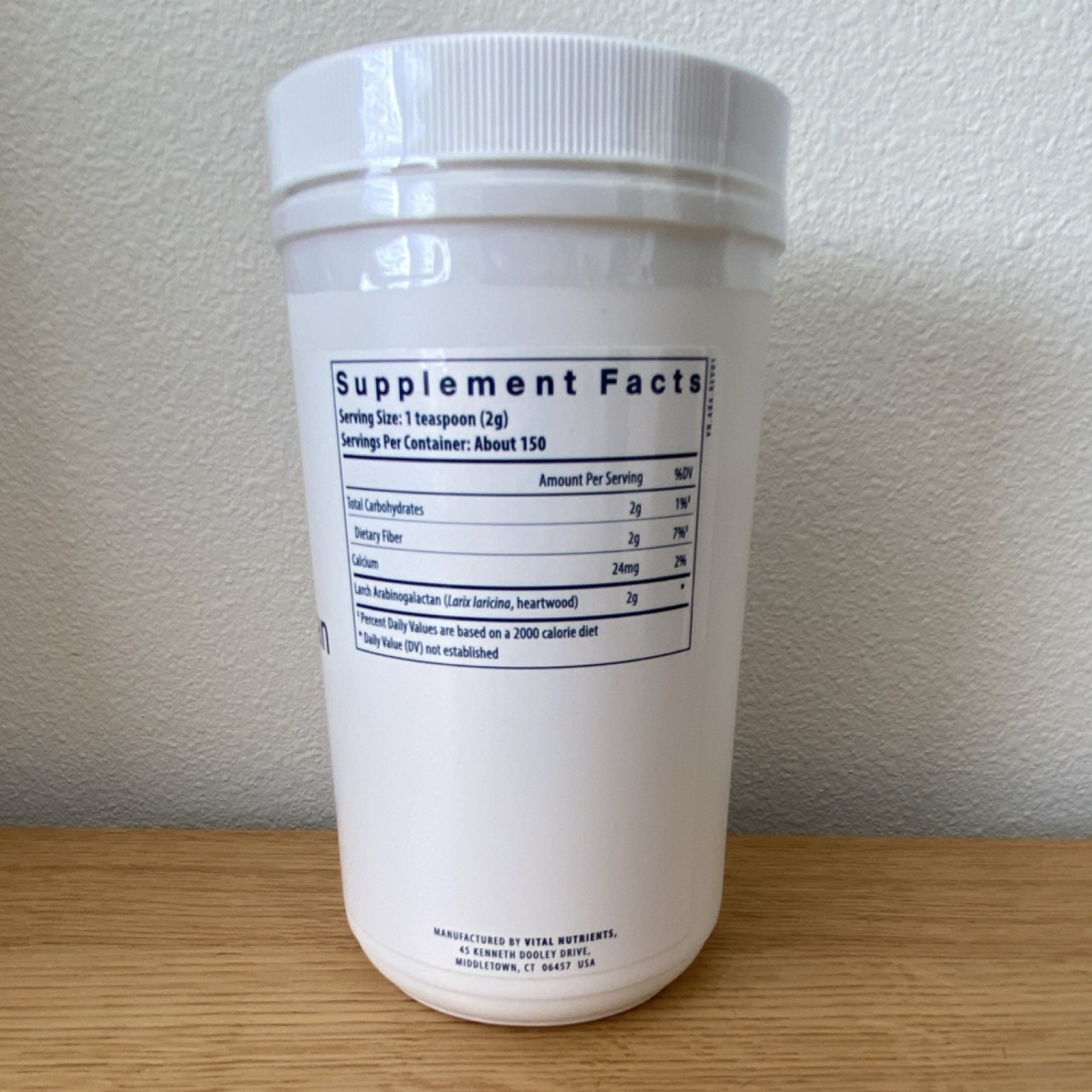 Vital Nutrients Arabinogalactan Powder 300g Gastrointestinal & Immune Support V…