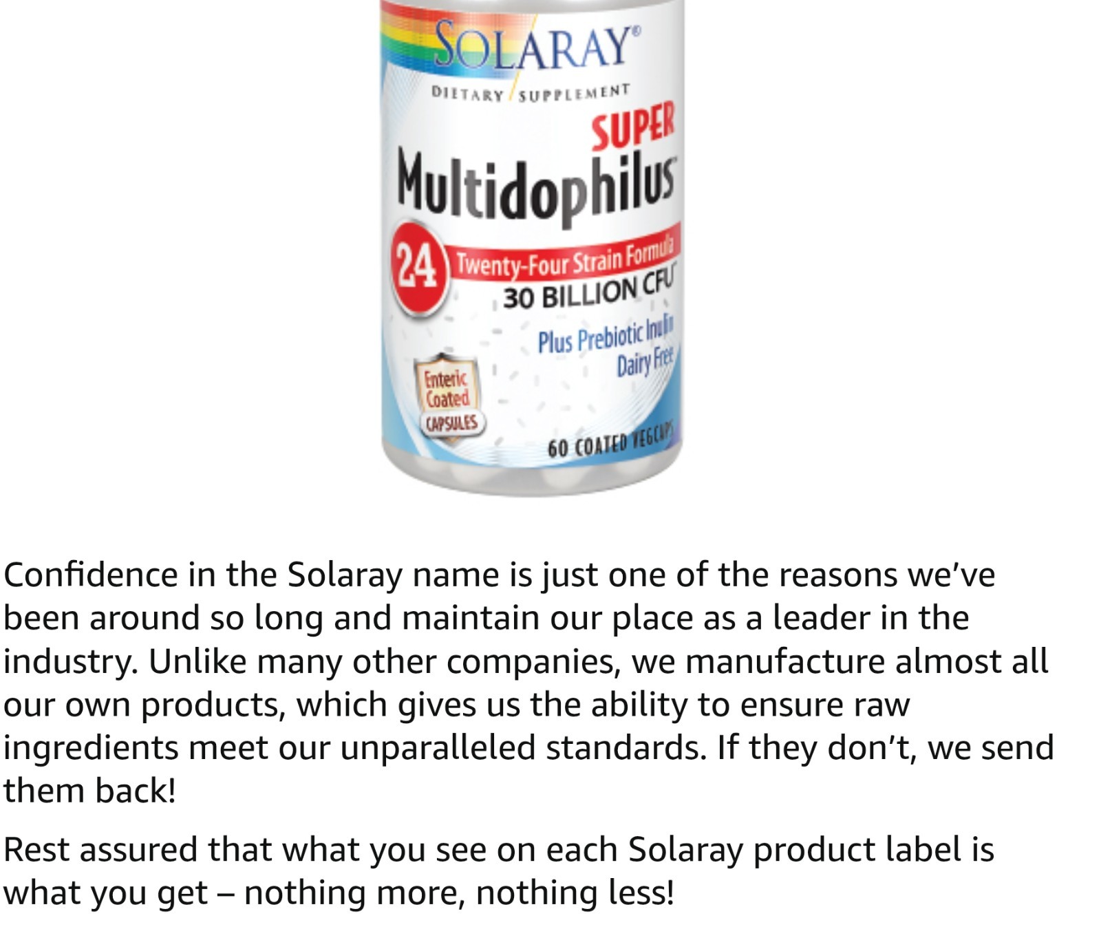 Solaray SUPER MUTIDOPHILUS PROBIOTIC 30 Billion CFU 60 Capsules (BEST BY 07/26)