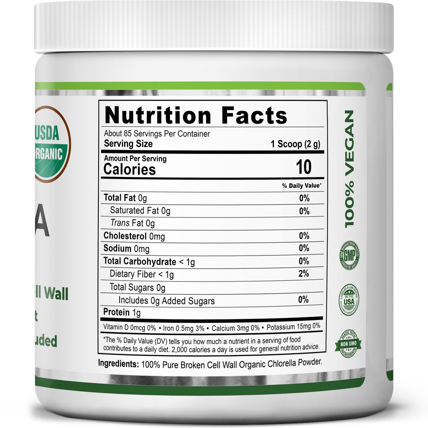 USDA Organic Chlorella Powder, Broken Cell Wall, 6 oz, 85 Servings, Free Scoop