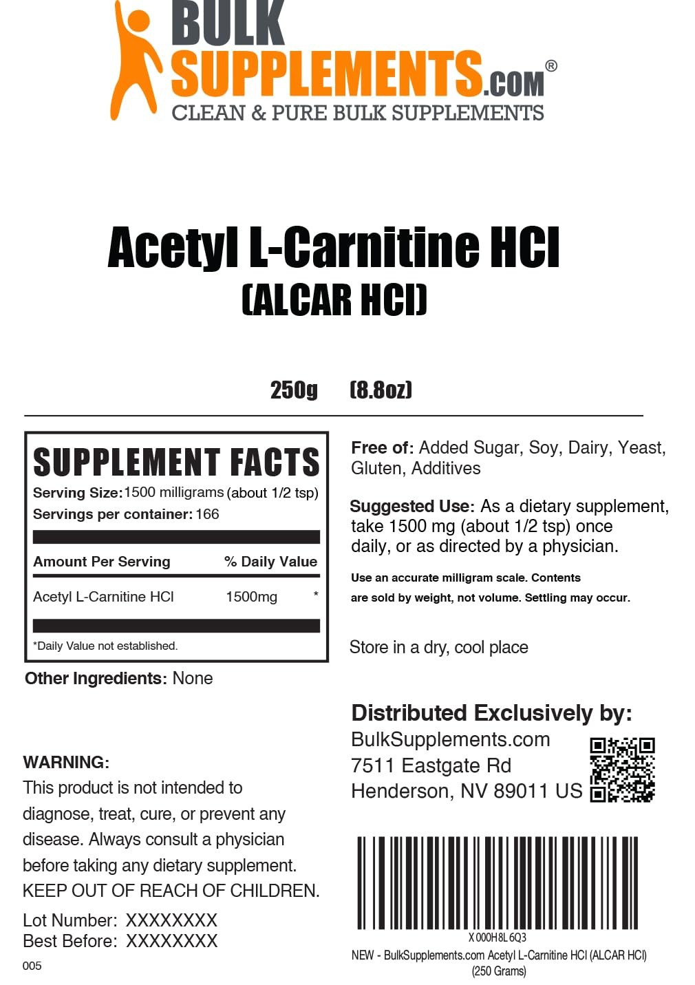 BulkSupplements.com ALCAR HCl (Acetyl L-Carnitine HCl) – Brain Focus Supplements
