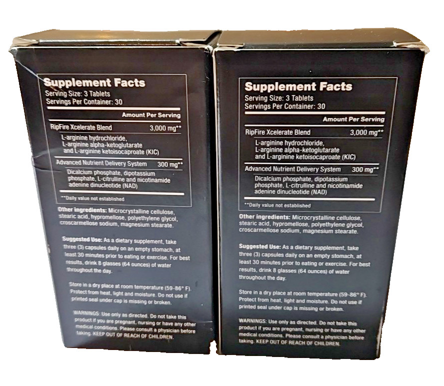 2X RipFire Xcelerate 90 Tablets Each Full Energy Pre-Workout Dietary Supplements