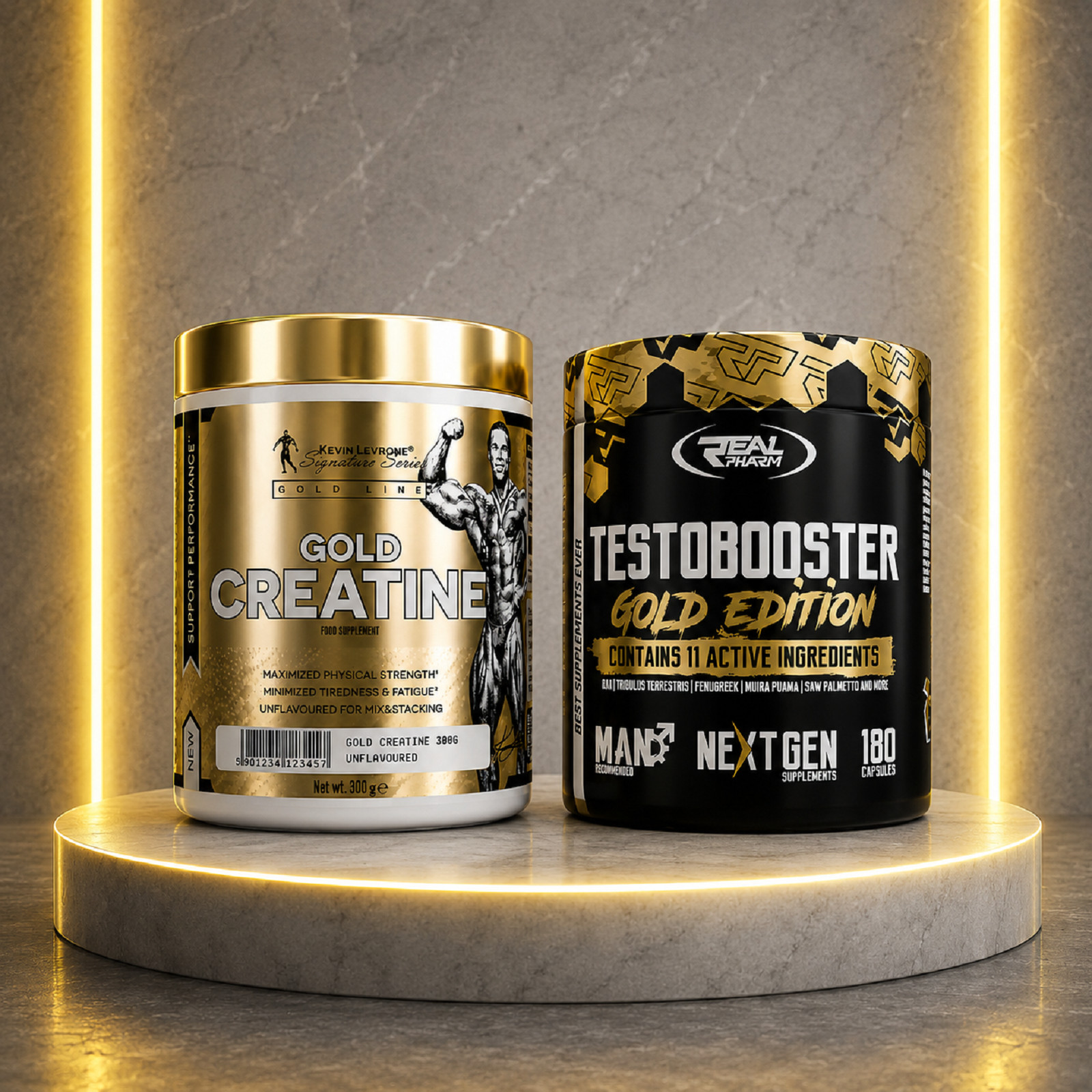 GOLD CREATINE 300g + TESTOBOOSTER 180 caps – Muscle mass Energy Testo-production