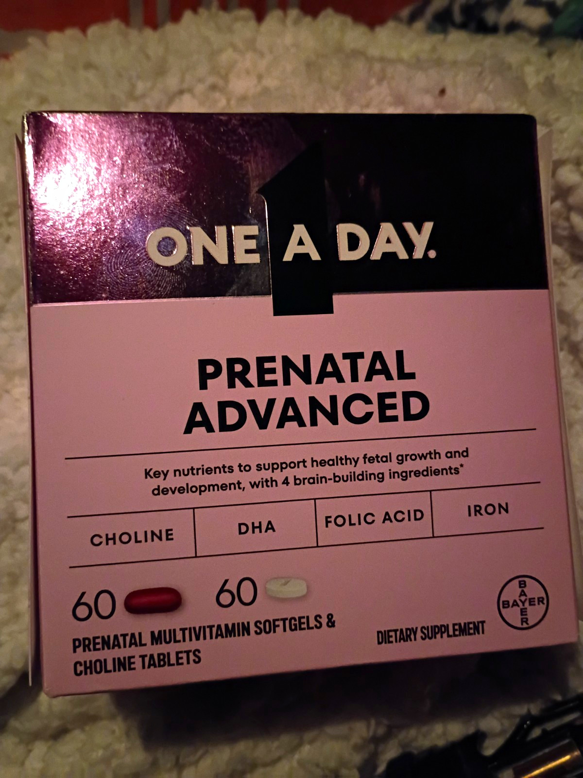 One A Day Prenatal Advanced Multivitamin 60 Softgels + Choline Tablets DHA 200mg