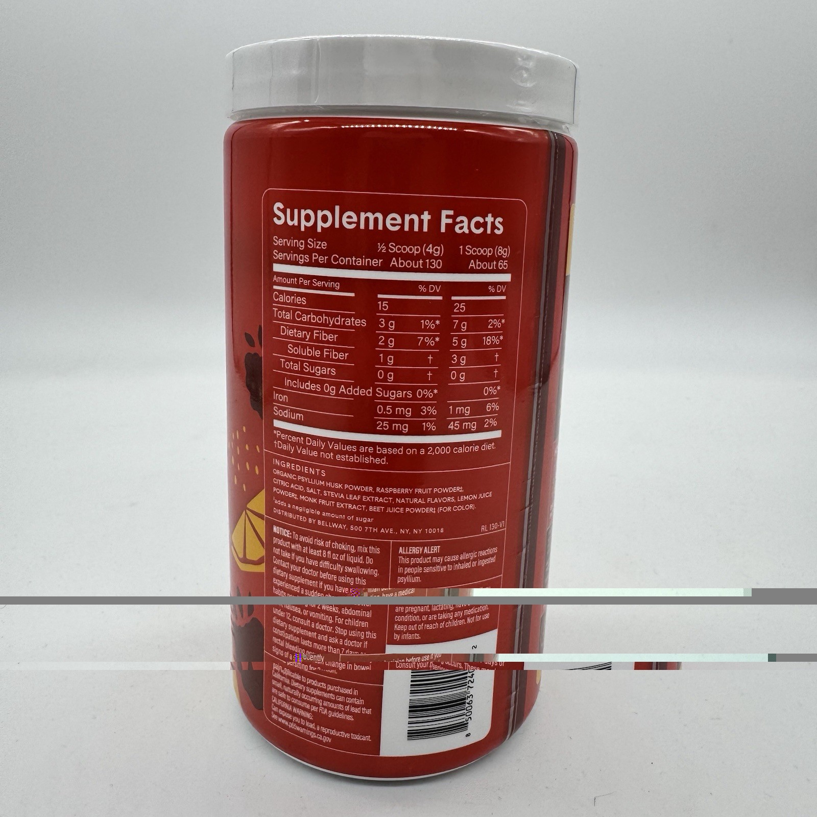 Bellway Super Fiber+Fruit Psyllium Supplement Flavor Raspberry Lemon