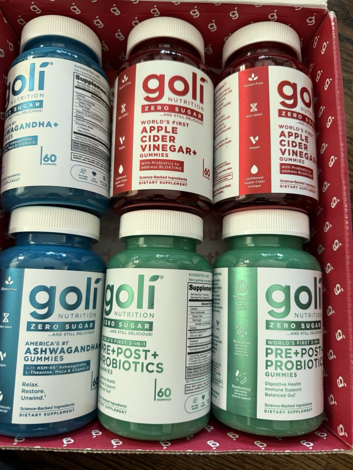 Goli Gummies 6 Bottles Ashwagandha Apple Cider Vinegar Pre+PostProbiotics Ex2027