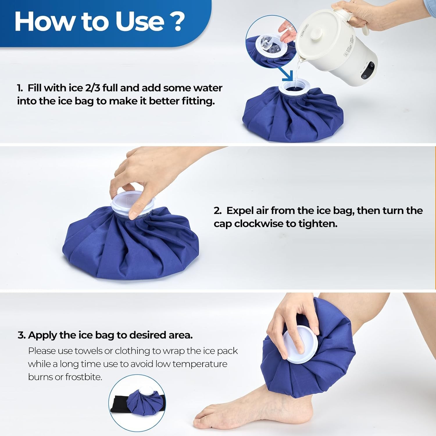 Assorted Size Hot & Cold Therapy Ice Pack w/ Leakproof Lid (3 CT)