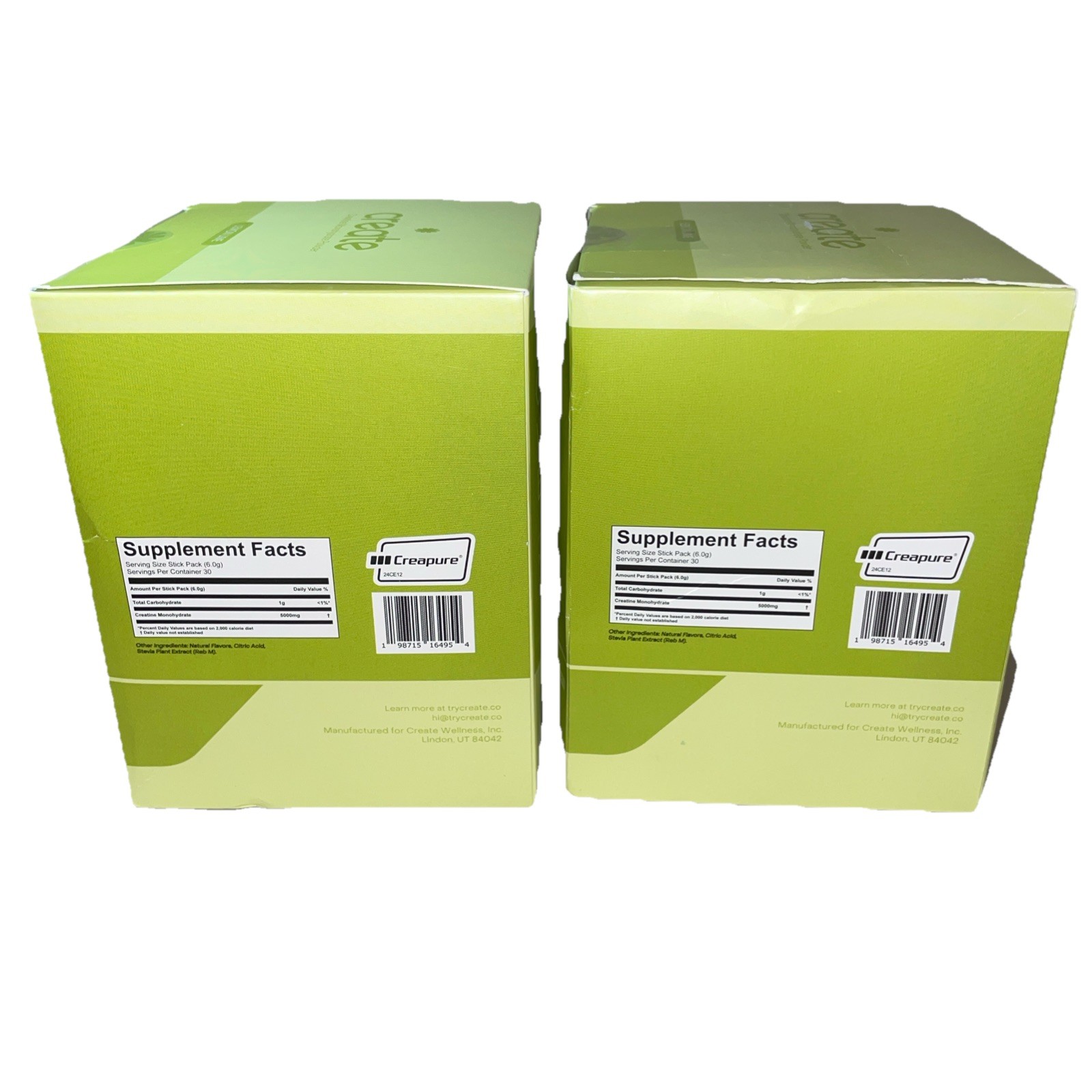 Set Of 2 Create Creatine Monohydrate On-The-Go Sticks Lemon Lime 60 Ct. Exp 8/27