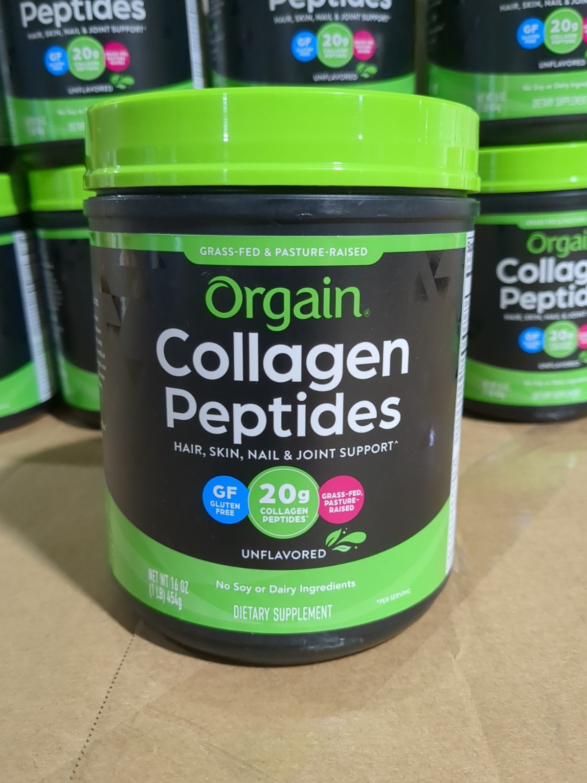 10 Units Orgain Unflavored Collagen Peptide Protein – 16 oz (2156602) Exp 03/28