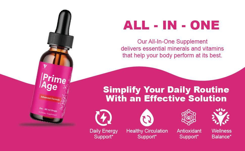 (5 Pack) Prime Age Advanced Wellness Drops, PrimeAge Liquid Supplement (10oz)