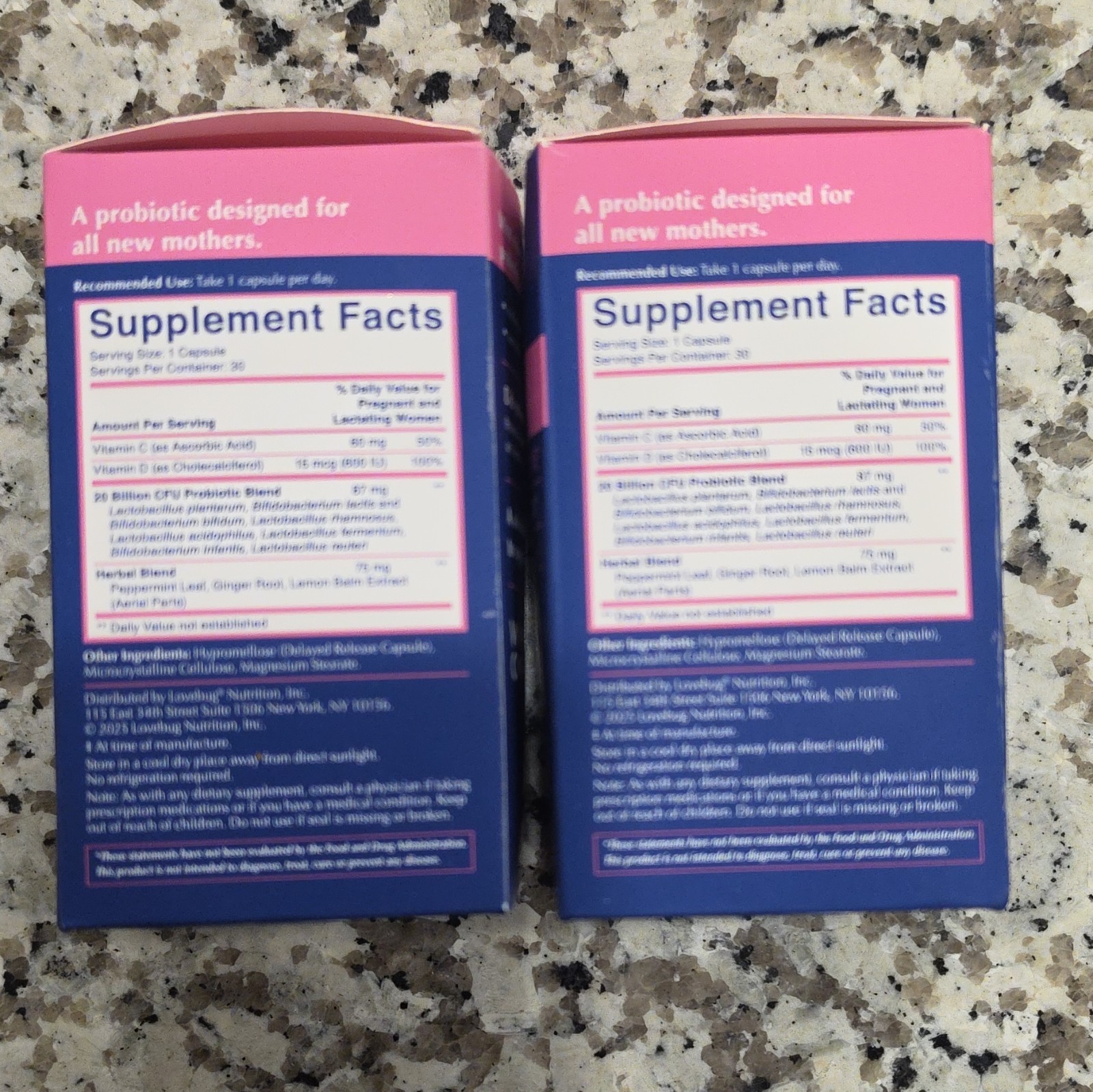 Lovebug Prenatal Probiotic 20 Billion CFU Acid Resistant 30 Ct- 2 Bottles 01/28