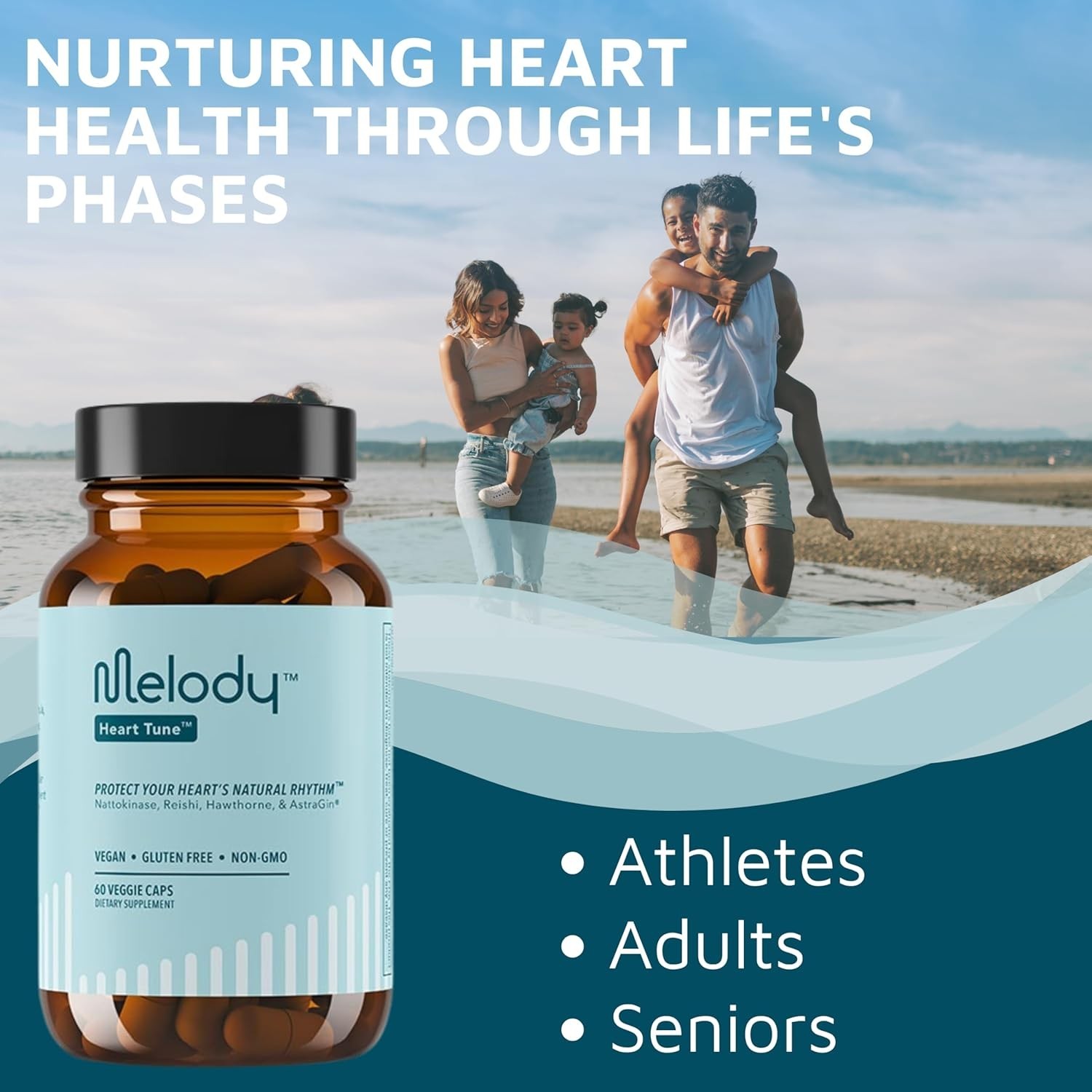 Melody Heart Tune 4-in-1 Blood Pressure Support Supplements Nattokinase Capsules