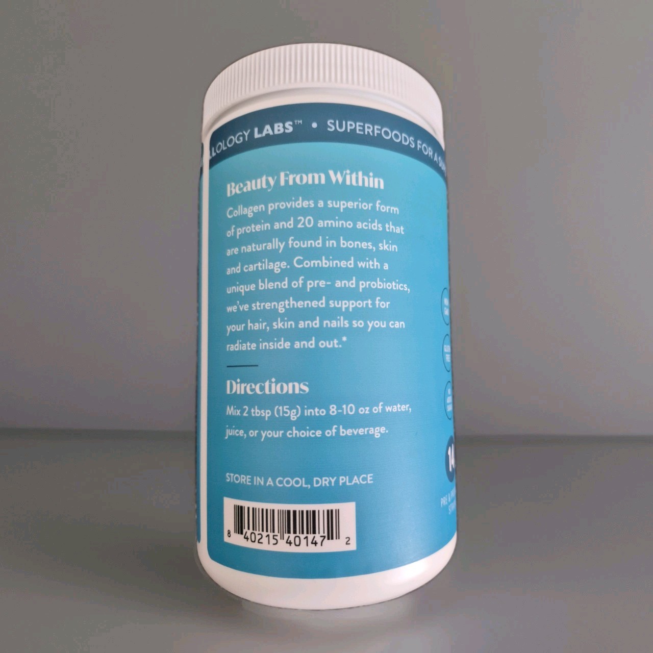 Wellology Labs Collagen Peptides Powder with Pre & Probiotics Unflavored 10 oz