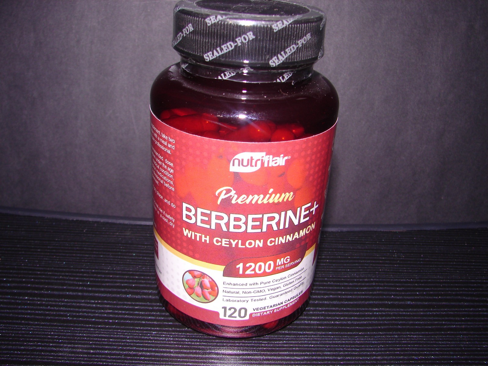 Nutriflair Premium Berberine HCL 1200mg Plus Pure True Ceylon Cinnamon 120 Cap
