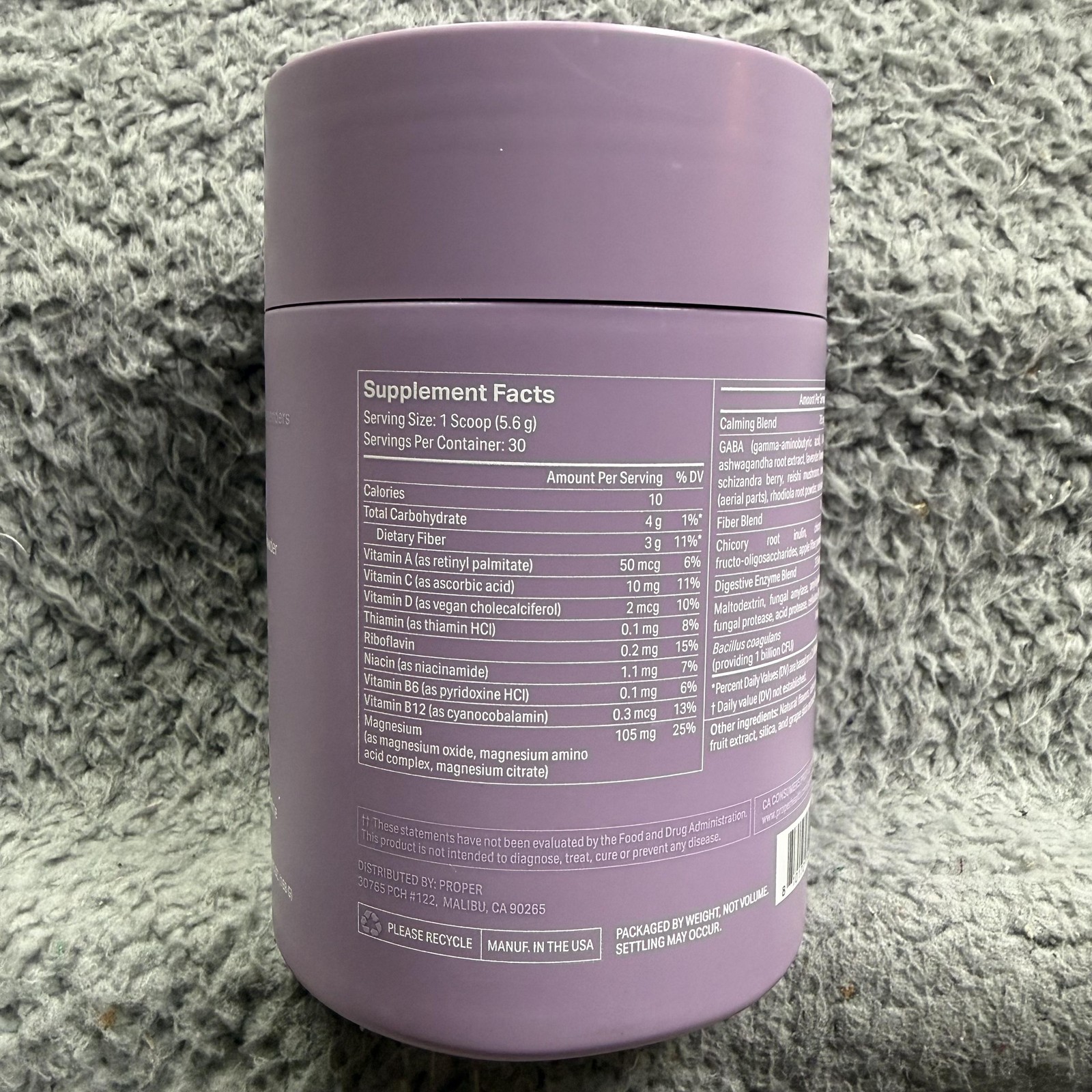 Proper Calming Aid Superfood Powder 30 Servings Lavender Lemonade Gluten Free