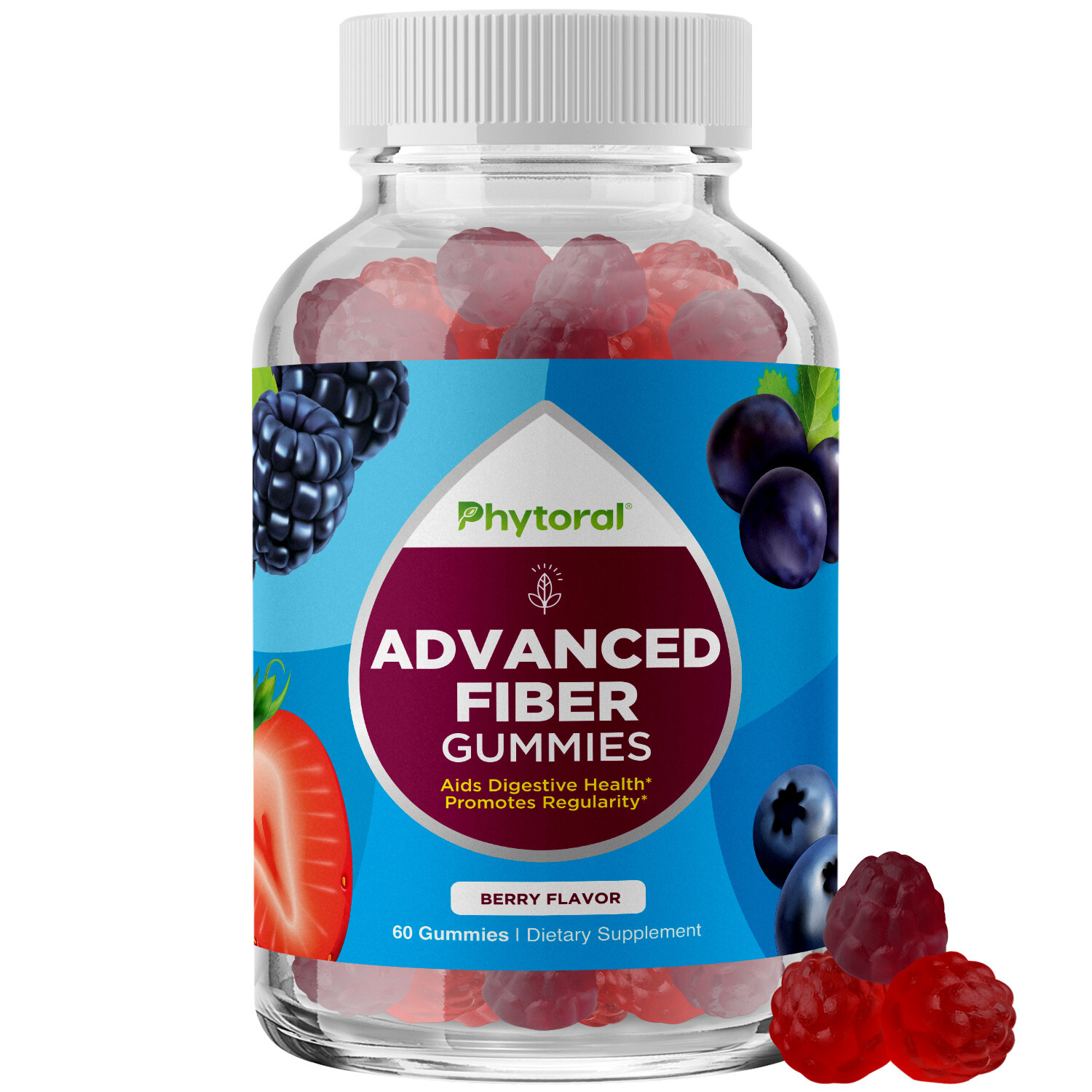 Sugar Free Fiber Gummies for Adults – Tasty Prebiotic Fiber Vegan Kosher 60ct