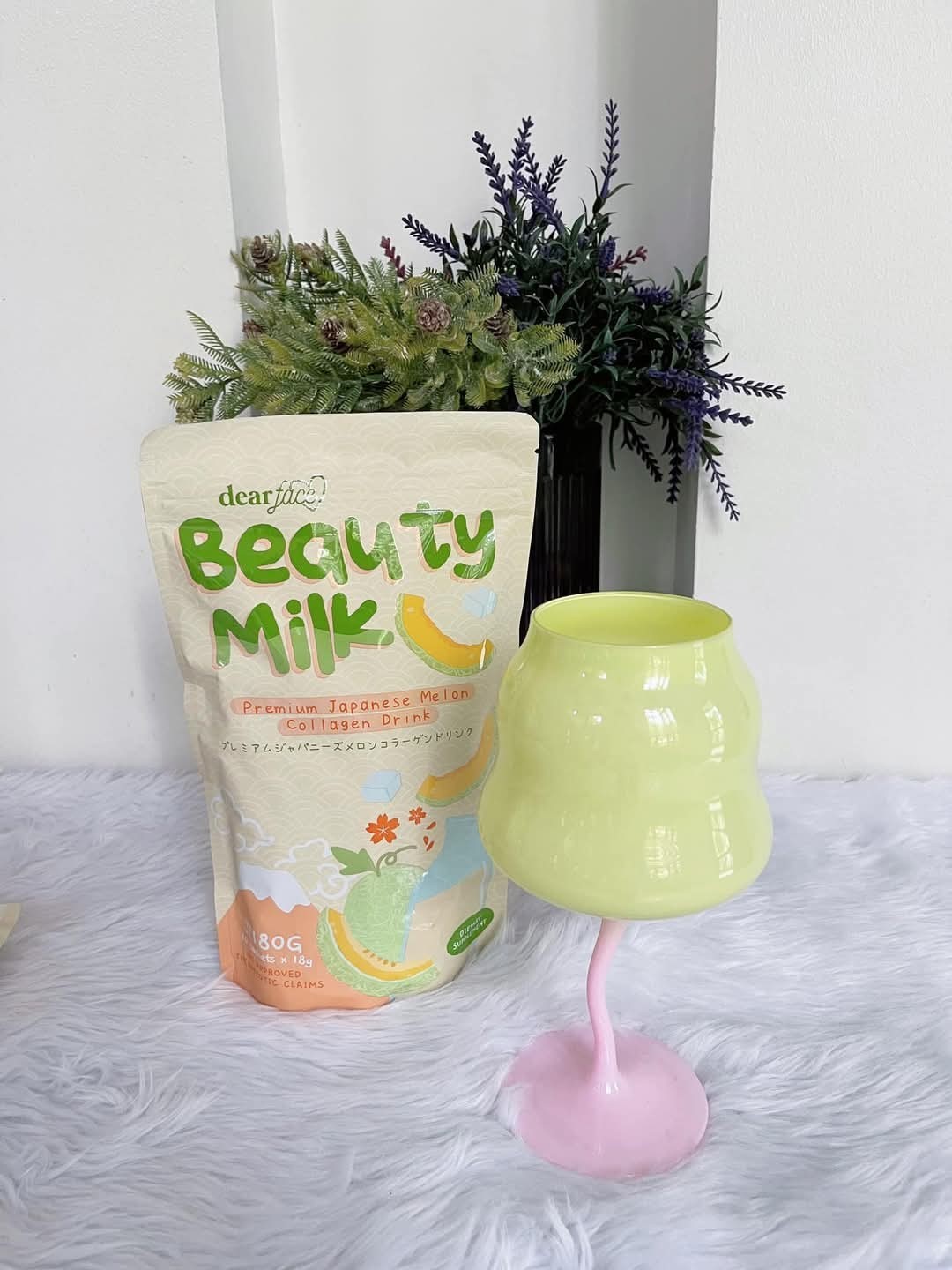 Dear Face Beauty Milk Japanese Collagen Melon Drink, 10 Sachets