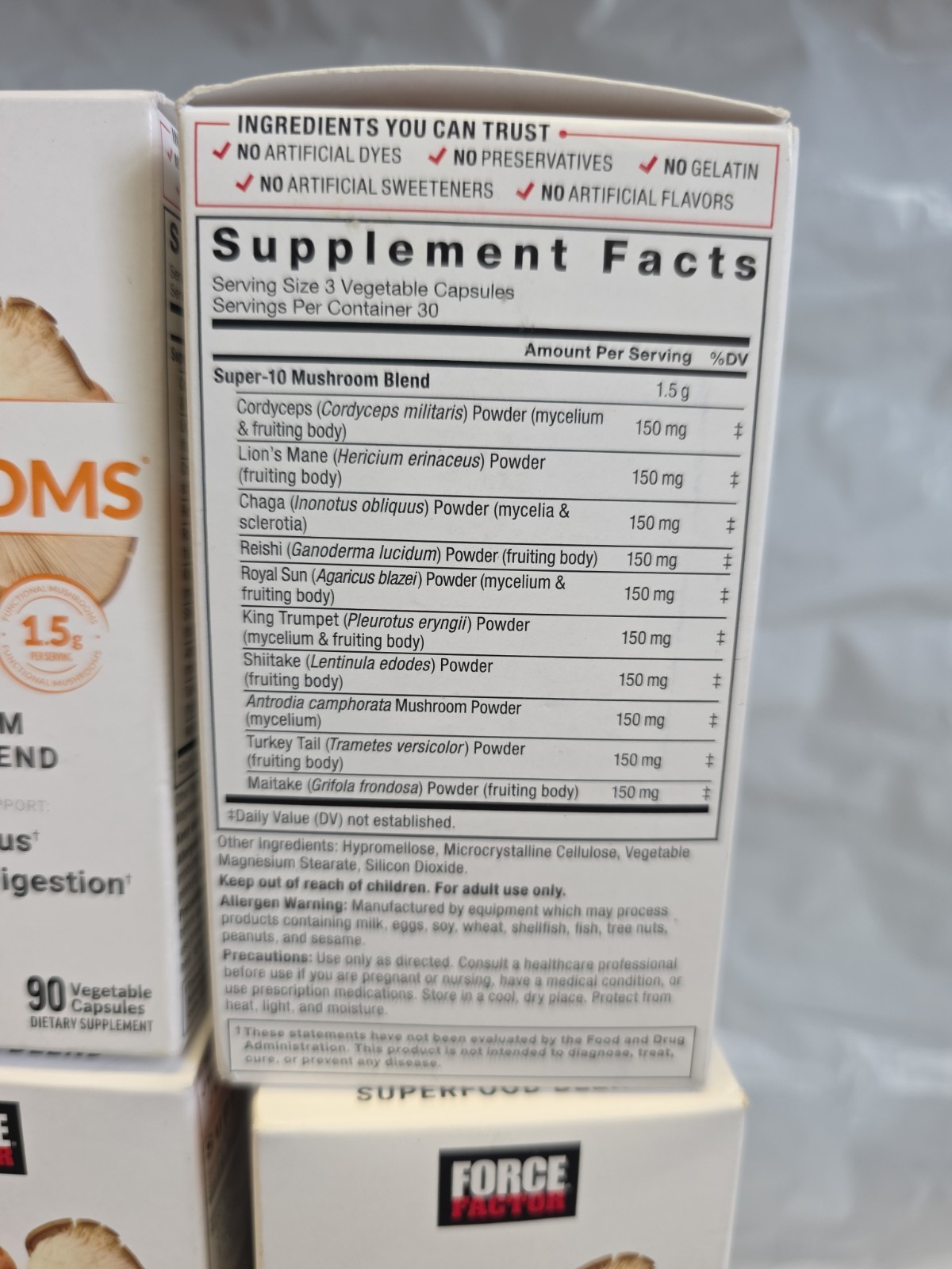 Lot of 4 – Force Factor Modern Mushrooms 10-Mushroom Superfood Blend 90 Capsules
