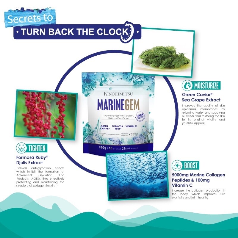 180g Kinohimitsu Marine Gem Collagen (60 Days Supply) AntiAging Reduce Wrinkles