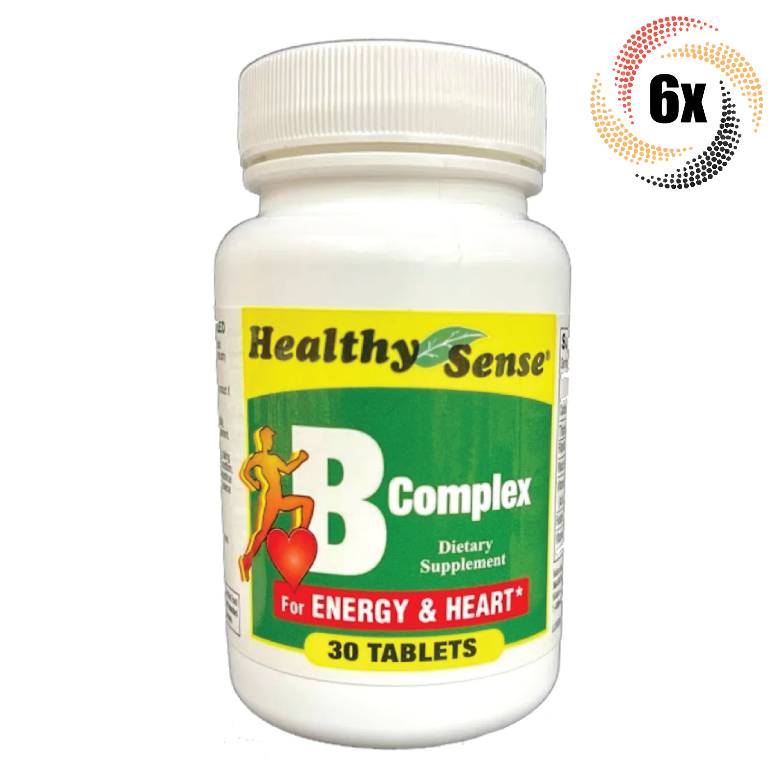 6x Bottles Healthy Sense B Complex Dietary Supplement Tablets | 30 Per Bottle
