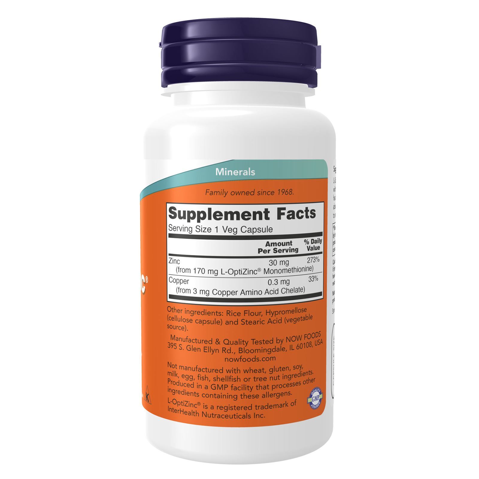 NOW FOODS L-Opti Zinc 30 mg – 100 Veg Capsules