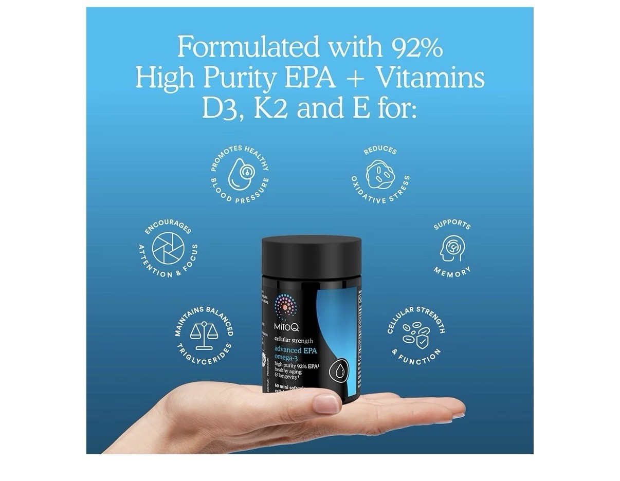 MitoQ Advanced EPA Omega-3 Cellular Strength Healthy Aging Longevity 60 Softgels